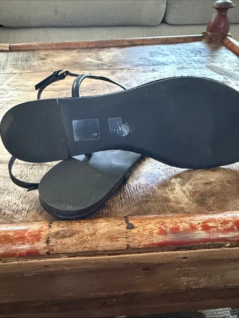 Tory Burch Marion Black Quilted T-Strap Sandals with Gold Logo